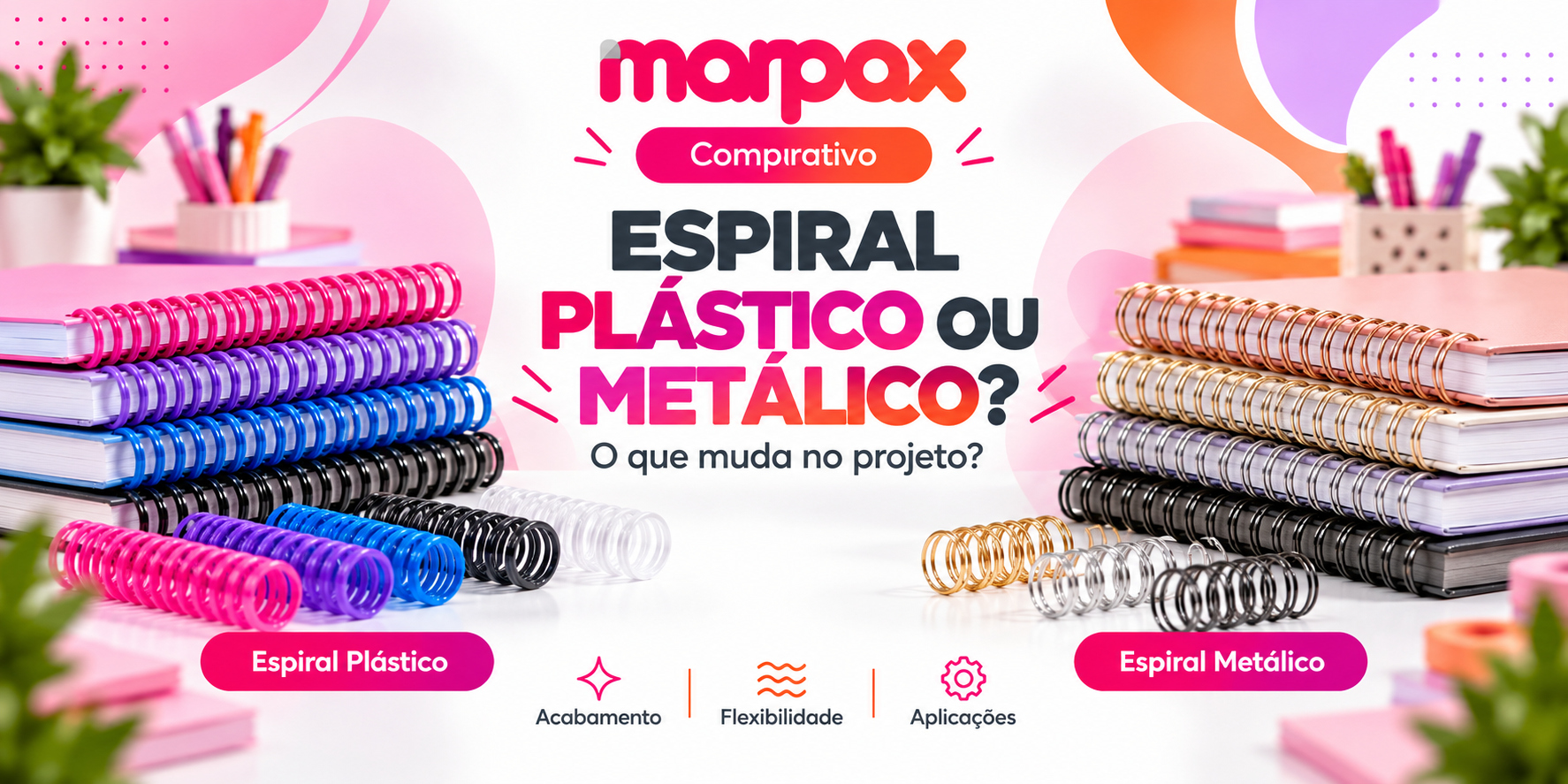Espiral plástico ou metálico: o que muda no projeto?