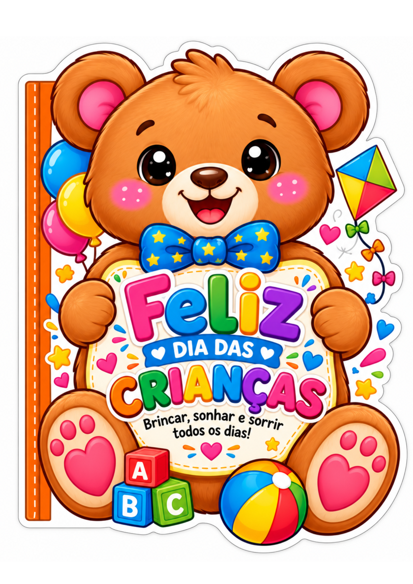 Capa do arquivo Livro de Atividades Dia das Crianças Formato de Urso